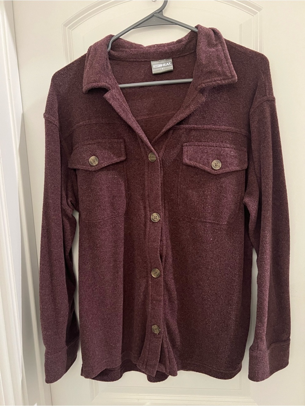 32 Degrees HEAT Women’s Plum Textured Button Front Shirt Size M